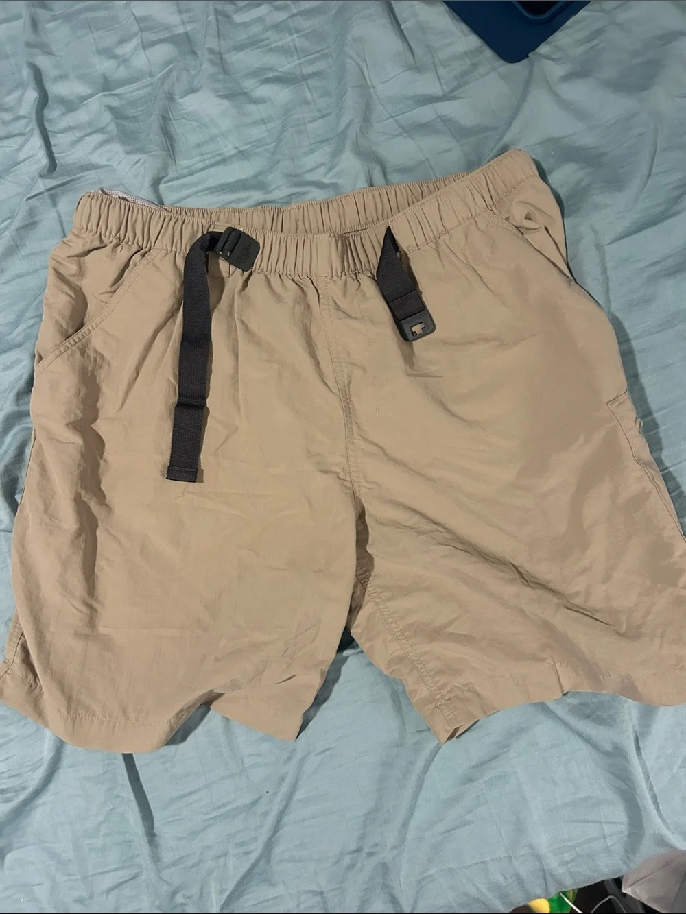 The North Face Tan Hybrid Shorts with Black Webbing Belt